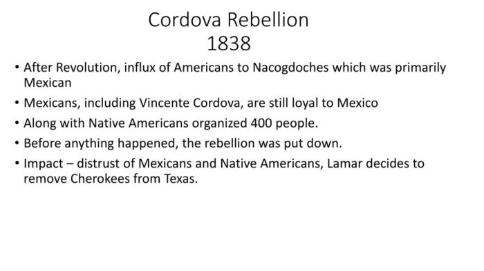 What is the cordova rebellion