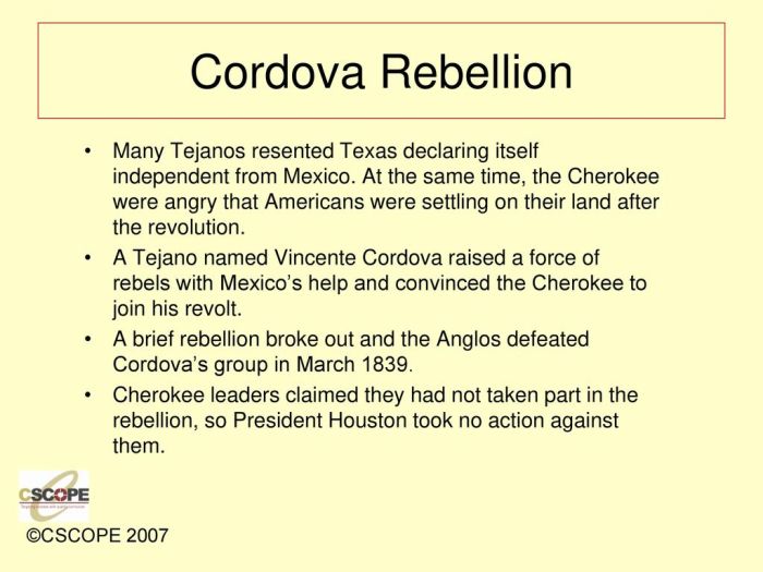 What is the cordova rebellion