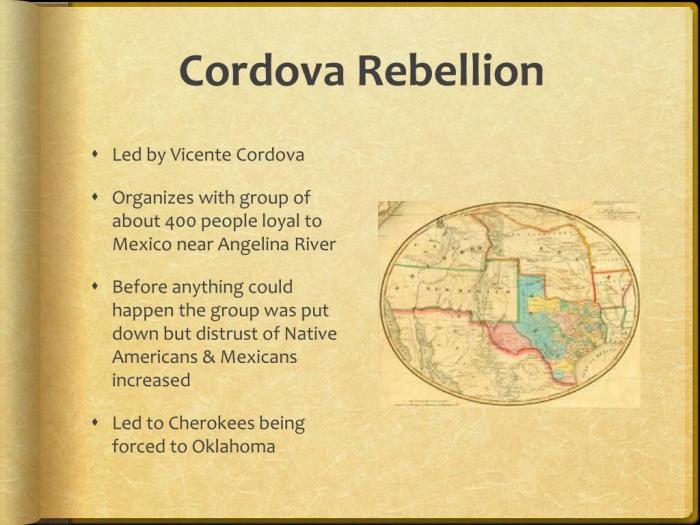 What is the cordova rebellion