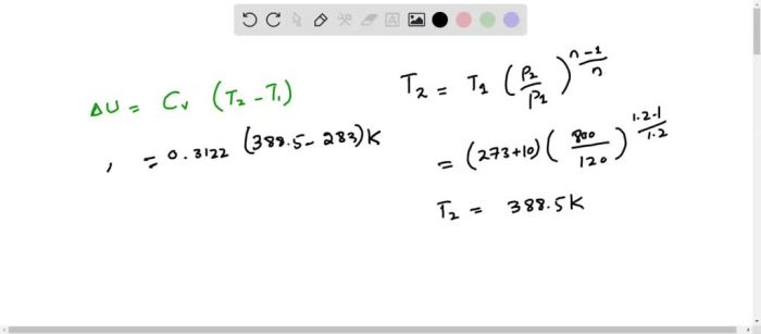 Argon is compressed in a polytropic process with n 1.2